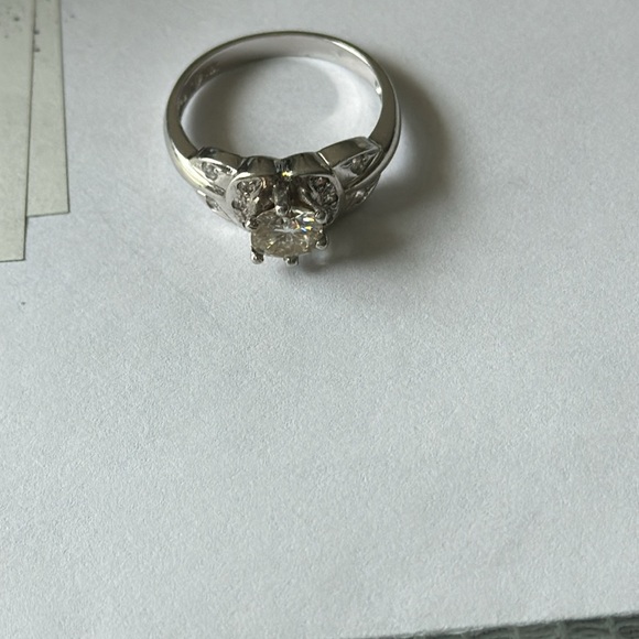14K white gold ring with a 1.1 carat diamond, - Picture 7 of 8